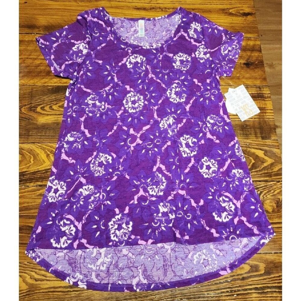 Lula Roe Shirt XS Purple With White Flowers New With Tags Spring